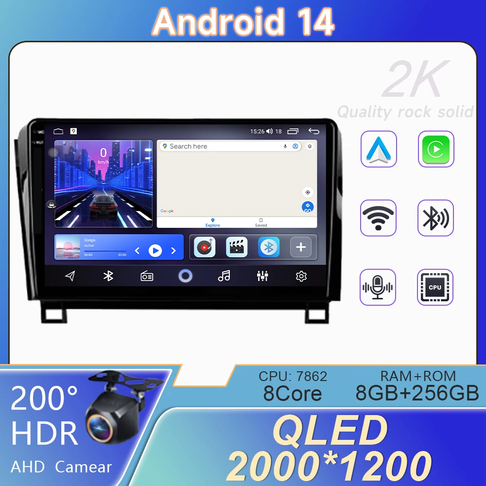 Android 14 для Toyota Tundra XK50 2007-2013 Sequoia XK60 2008-2017 Автомобильный мультимедийный плеер