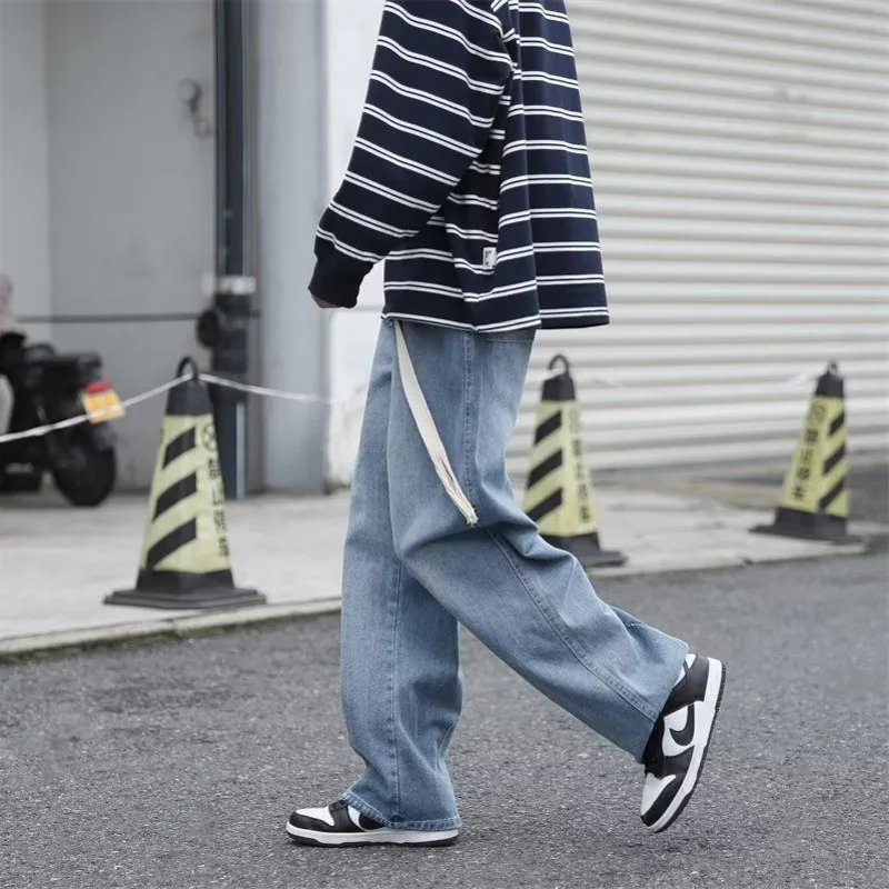 Blue Black  Baggy Jeans Men's Fashion Casual Wide Leg Jeans Men Japanese Streetwear Hip Hop Loose Straight Denim Trousers Men