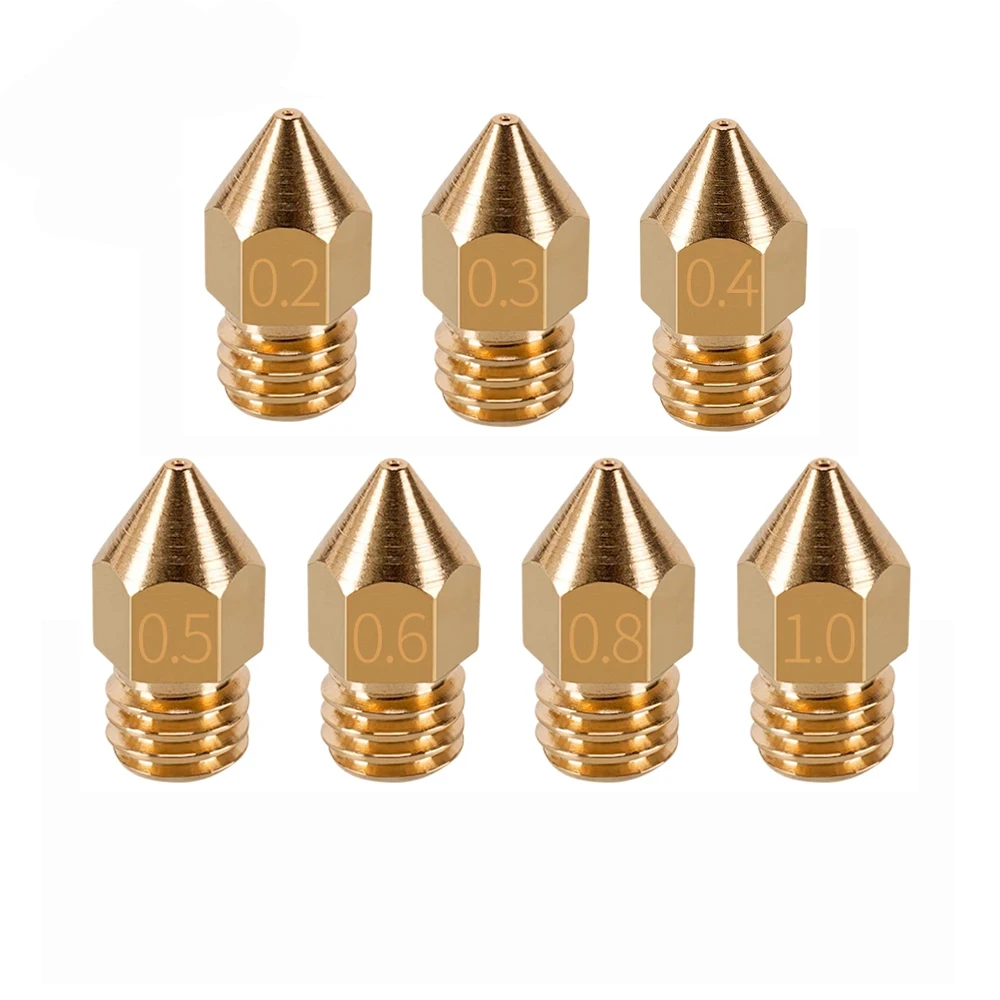 

10PCS MK8 Brass Nozzle 0.2mm 0.3mm 0.4mm 0.5mm 0.6mm 0.8mm 1.0mm Extruder Print Head Nozzle for 1.75mm CR10 CR10S Ender-3