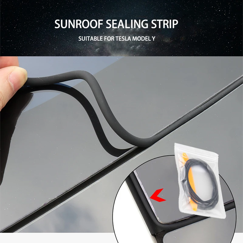 

For Tesla Noise Sealing Kit Model Y 2021 Silent Sealing Kit Sunroof Accessories Glass Sealing Strip Auto Parts Model3