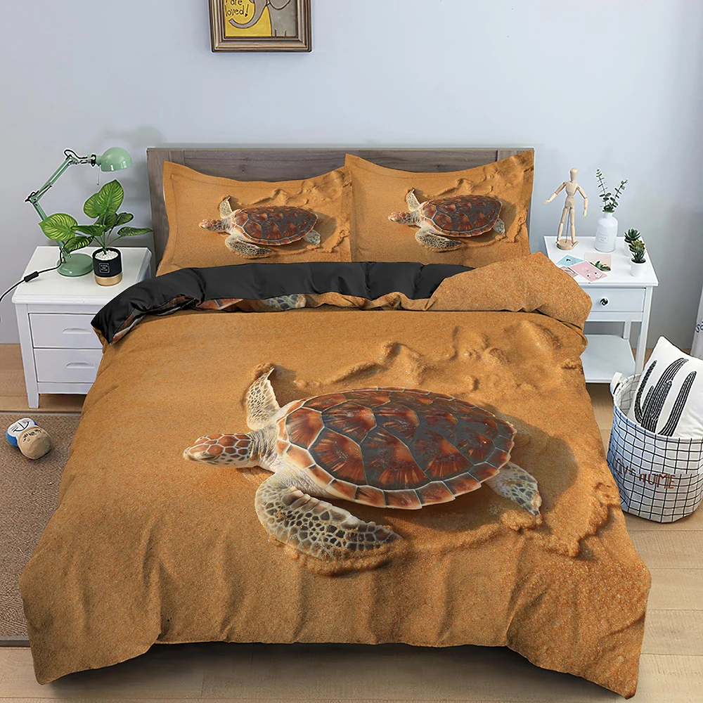 

3D Sea Turtle Beddings Set Psychedelic Animal Duvet Cover Covers Single Twin Full Queen King Polyester Quilt Cover Comforter