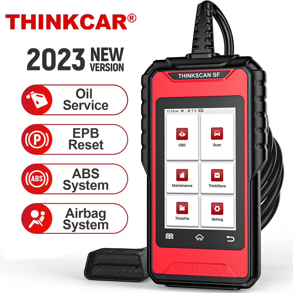 Сканер THINKCAR ThinkScan SF100 OBD2, автомобильный диагностический инструмент, считыватель кодов ABS SRS EPB, тестер сброса масла на аккумуляторе, Автомобильный сканер