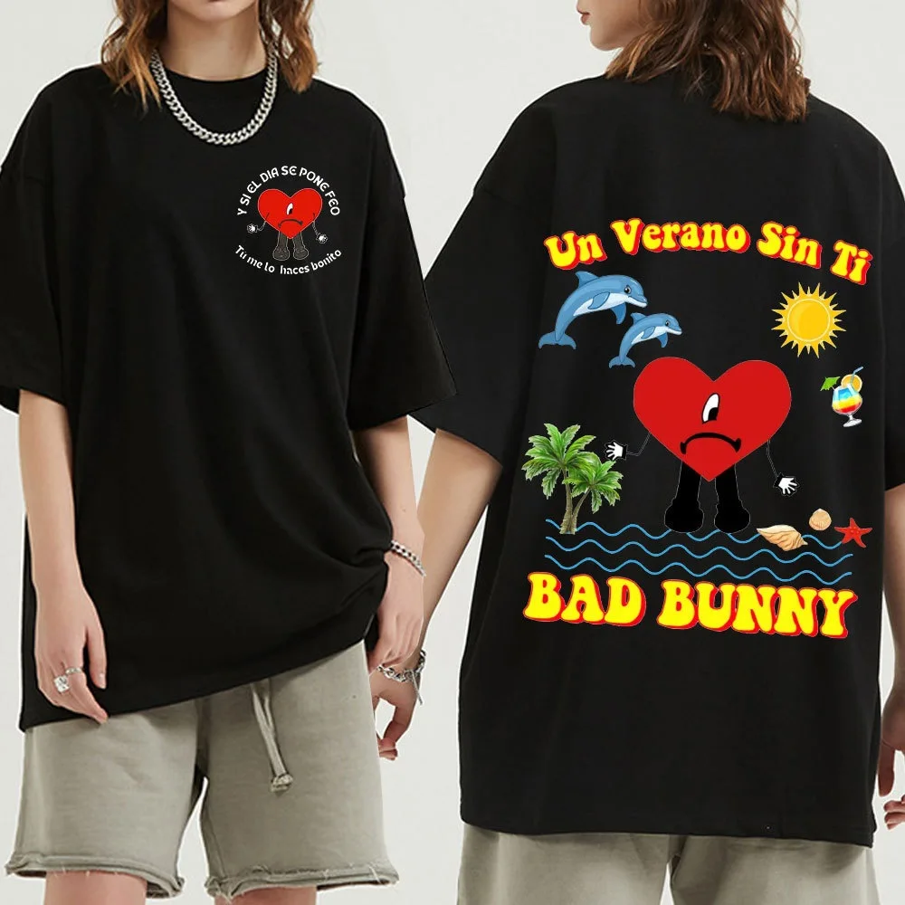 

Singer Bad Bunny Printed T-shirt Top UN Verano Sin Ti New Album Shirt Summer Unisex Fashion Casual Loose Clothes Camiseta Hombre