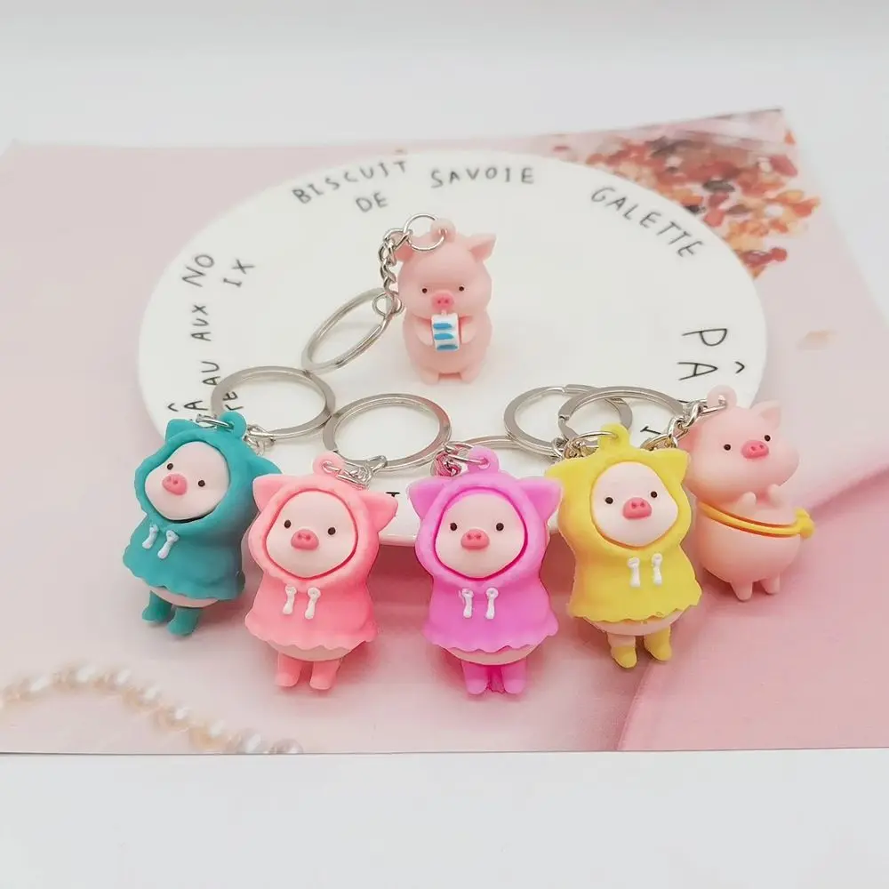 

Car Keyring Bag Charm Jewelry Couple Key Chain Key Chains Pig Pendant Raincoat Pig Keychain Milk Pig Keyring Car Accessories