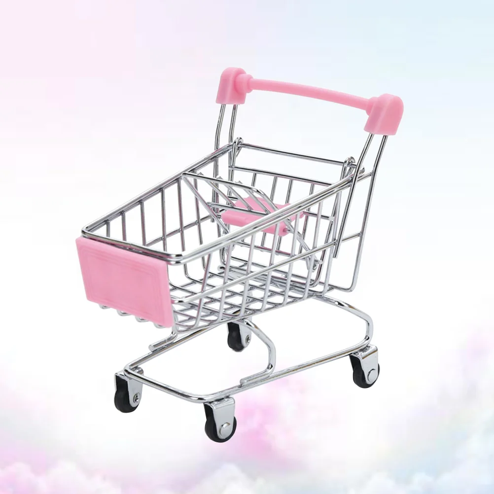 

Mini Basket Cart Shopping Toy Fry Miniature Frying Fries Chip Handcart Decor House Ornament Supermarket Utility Pretend Play