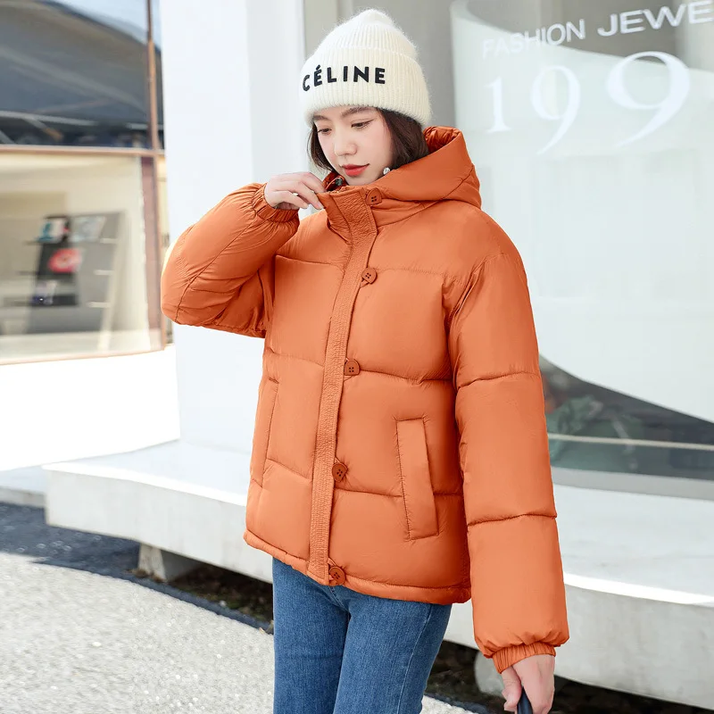 GRELLER Thicken Bread Coats Short Down Padded Coat Women's Korean Autumn Winter Coat Padded Jacket Women 2022 New Hooded Parkas