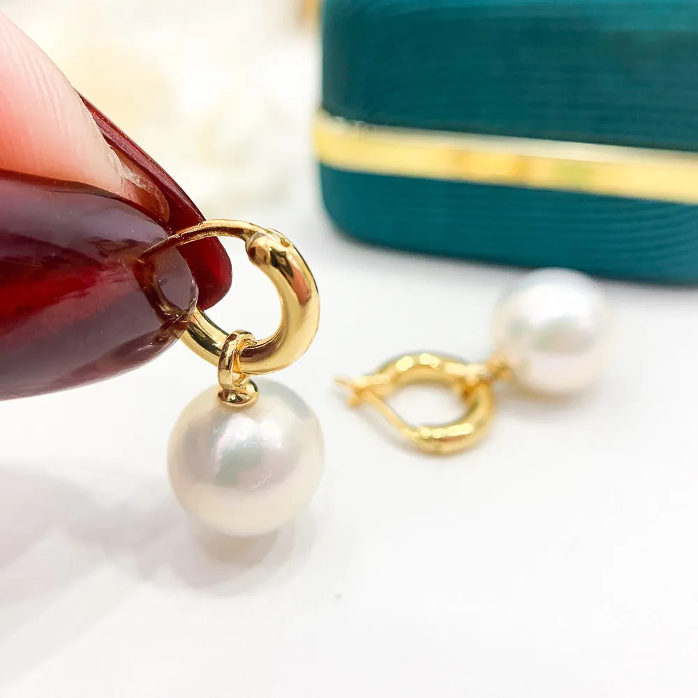 

DIY Pearl Ear Stud Accessories S925 Sterling Silver Jewelry Light Edition Fashion Ear Buckle Women's Empty Fit 8-12mm Beads