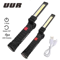 led usb rechargeable with built in battery set multi function folding work light cob led camping torch flashlight