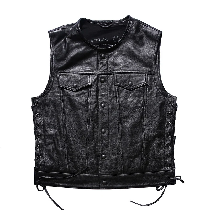 

2050 Super Offer! Read Description! Asian Size Super Quality Cowhide Vest Men's Cow Leather Vest