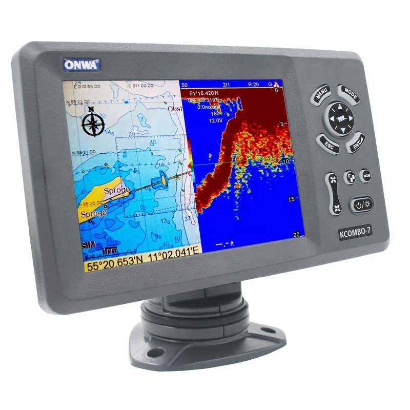 ONWA KCombo-7A 7-дюймовый морской GPS-Картплоттер combo С рыболовным плавником и встроенным