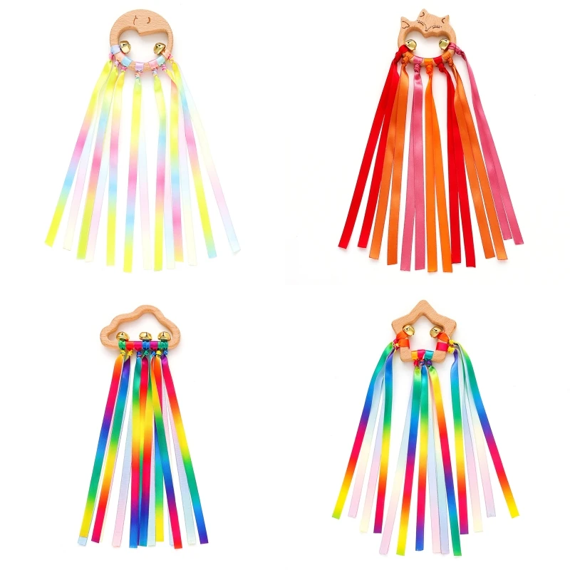 

Exquisite Rainbow Ribbon Teether Beech Teether Newborn Molar Wood Circle Teether Montessori Toy for Babies Toddler