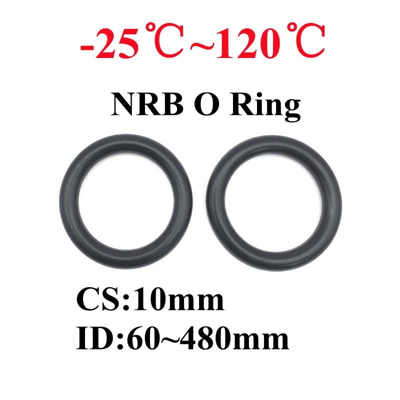 

2pcs Black O Ring Gasket CS 10mm ID 60mm~480mm NBR Automobile Nitrile Rubber Round O Type Corrosion Oil Resistant Sealing Washer