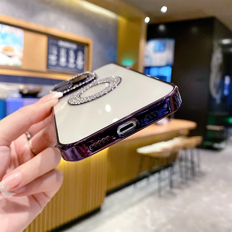 Роскошный блестящий бриллиантовый Прозрачный чехол для телефона iPhone 15 14 13 12 11 Pro