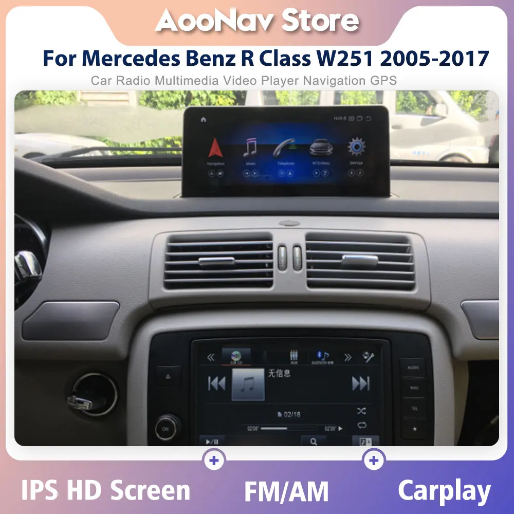 

256G Qualcom 662 Car Radio For Mercedes Benz R Class W251 R280 R300 R320 R350 2005-2017 Navigation Multimedia Carplay Player