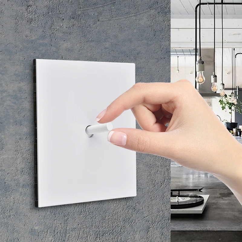 

Retro Toggle Switch Modern Stainless Steel Panel White Household 1-4 Gang 2 Way Wall Light Momentary Switch