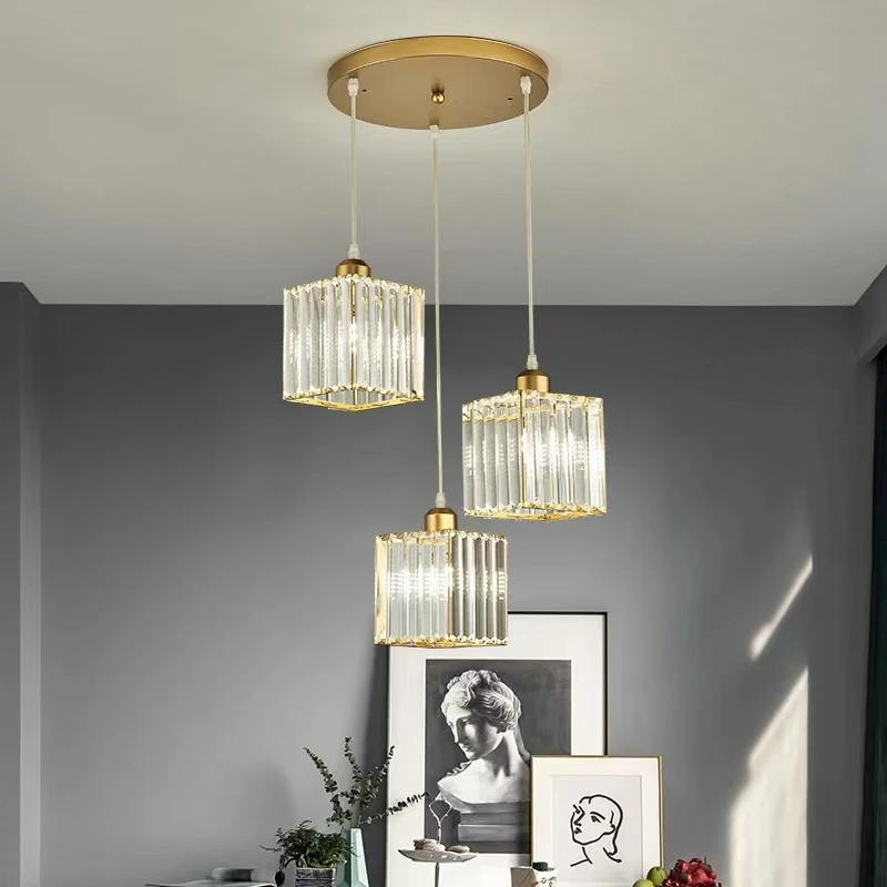 Crystal restaurant pendant lamp modern simple light luxury creative living room table chandelier hotel personality chandelier