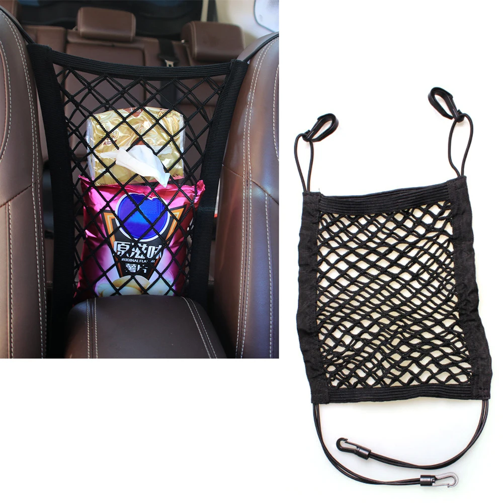 

Универсальная черная сетка для хранения на сиденье, карманный органайзер, сетка для всякой всячины, автомобильные аксессуары, растягивающи...