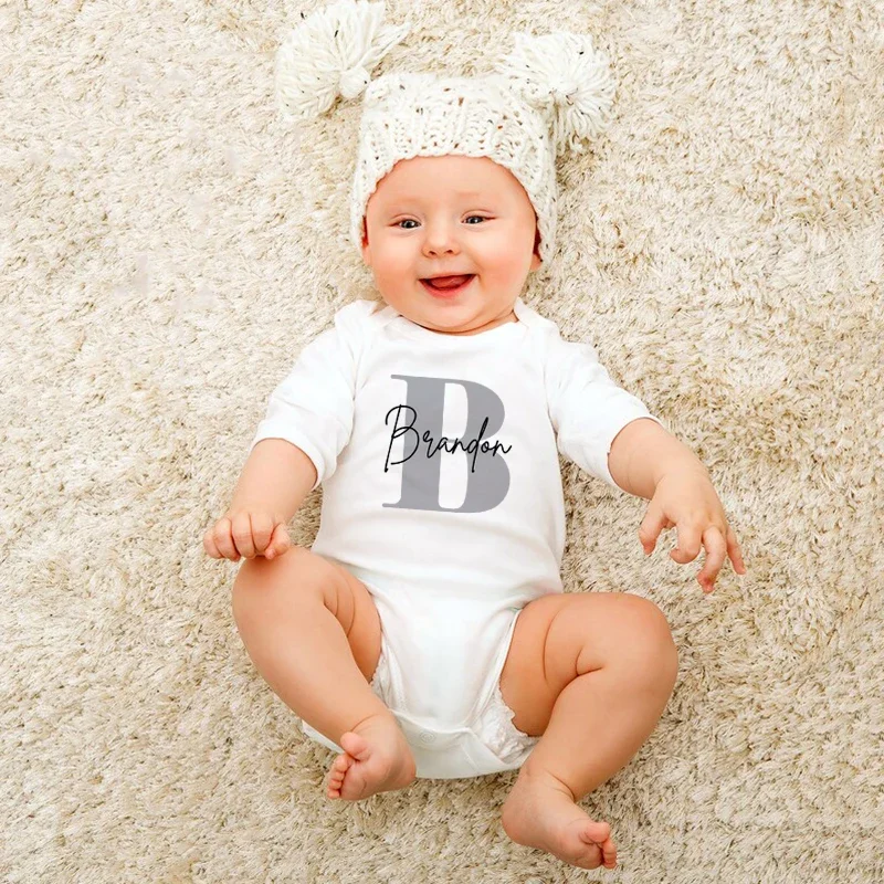

Индивидуальный оригинальный комбинезон Babygrow, комбинезон с именем для маленьких мальчиков, подарок для будущей матери, домашняя одежда