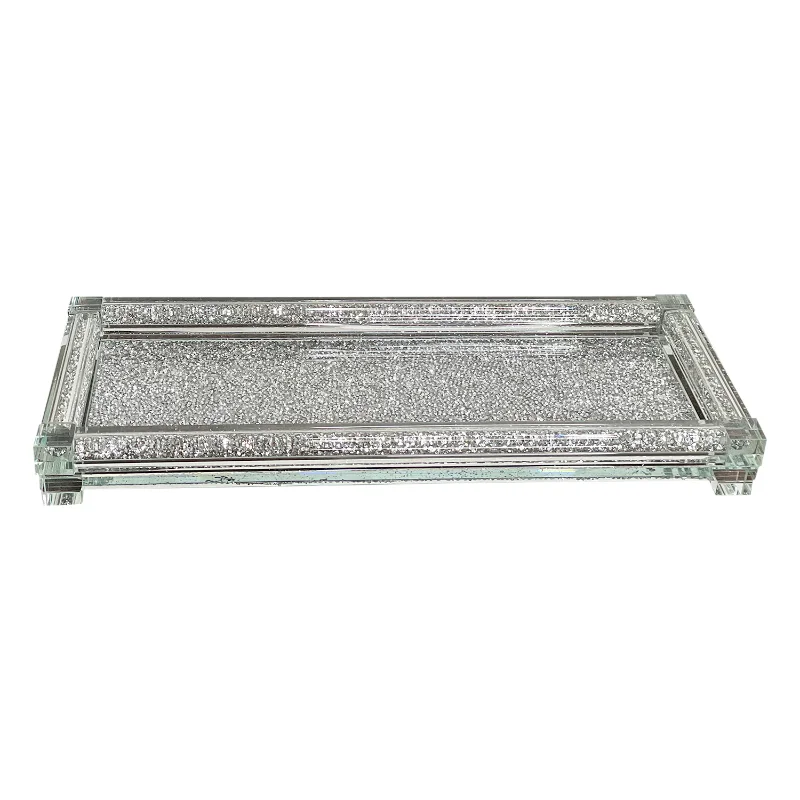 

Ambrose Exquisite Large Glass Tray In Gift Box Silver Glass [US Stock]