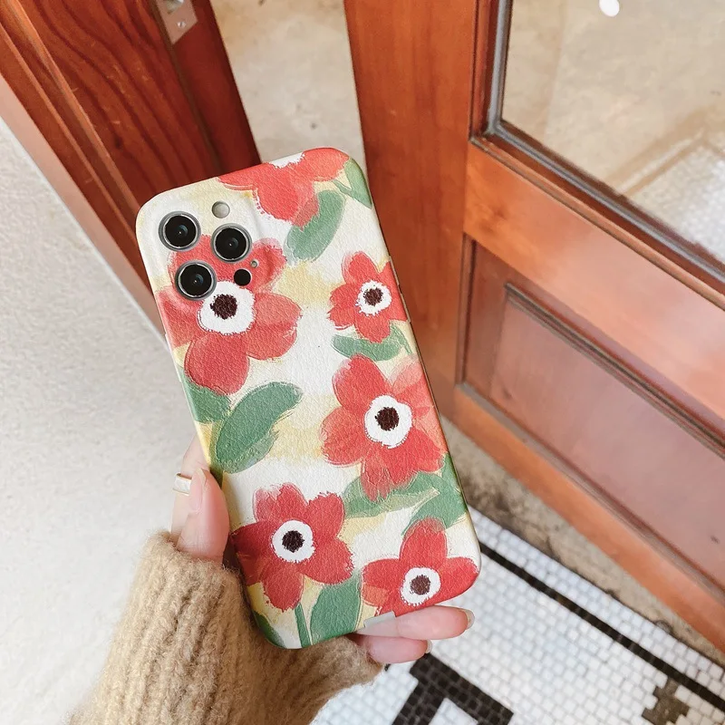 

Frosted Oil Painting Retro Flower Phone Case For Iphone Huawei P30 40 50 Pro Mate Nova5 6 7 8 9 Honor 60 50 9x