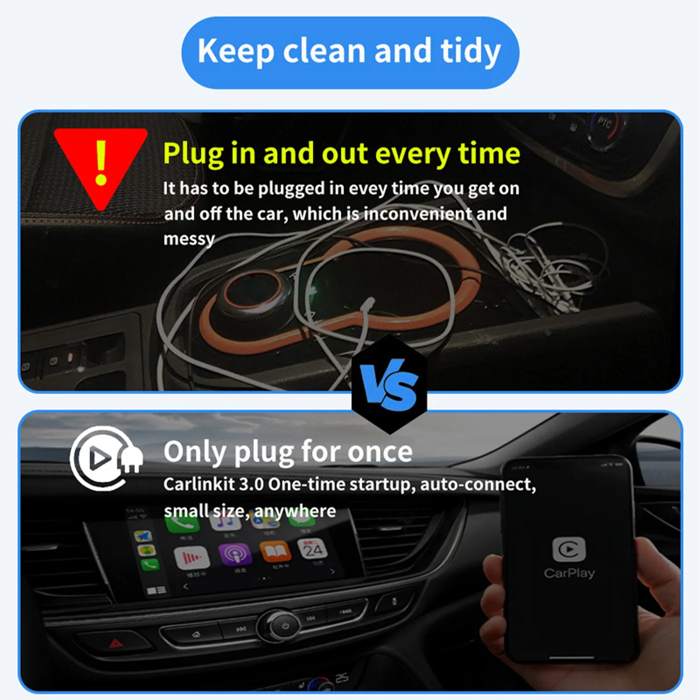 Фото Адаптер CarPlay AI Box 3-в-1 с Android 14, QCM6125, HDMI-выходом, поддержкой Plug and Play, 4+64 ГБ, Android-бокс, YouTube, Netflix, Wi-Fi №2