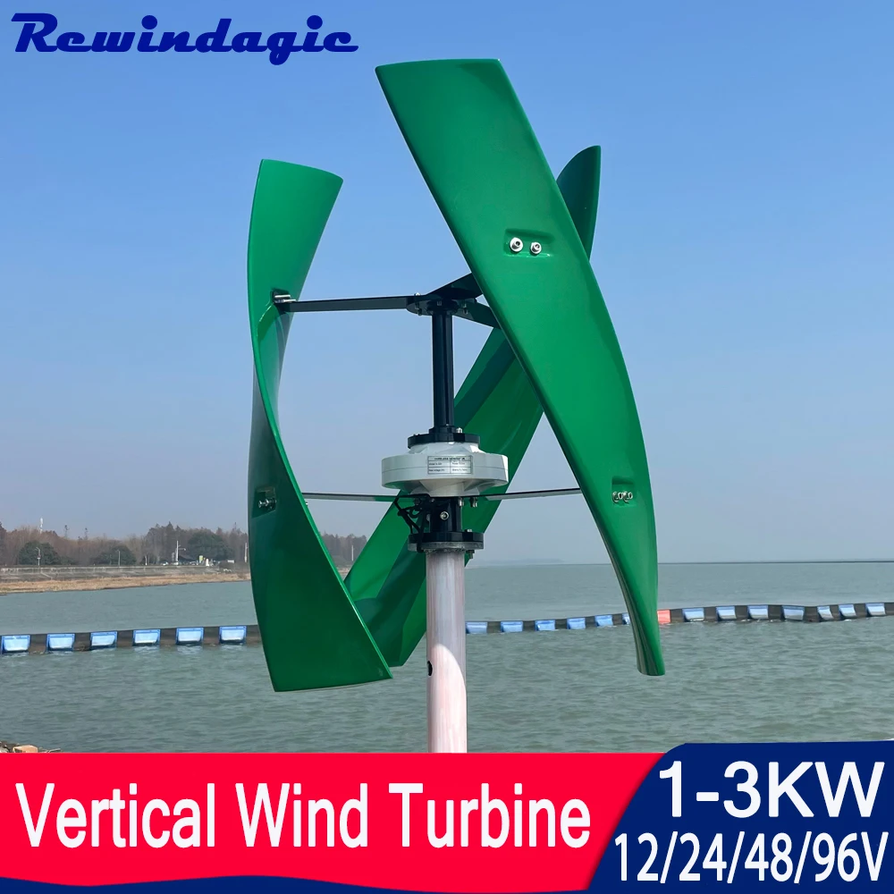 

600w 800w 1kw 2kw 3kw Wind Turbine Vertical 3 Blades Free Energy 12V 24v 48v 96v Wind Generator Homeuse Windmills Low RPM