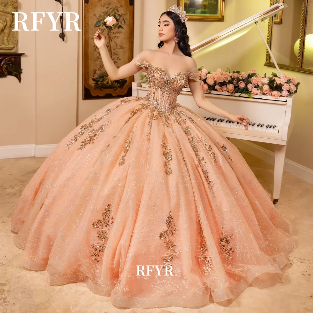 RFYR Пышные платья Quinceanera с блестящей аппликацией платье для выпускного вечера