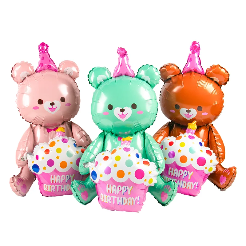 

1pcs Blue Pink 4D Cartoon Hug Bear Foil Balloon Kids Happy Birthday Party Decoration Photo Props Boy Girl Baby Shower Supplies