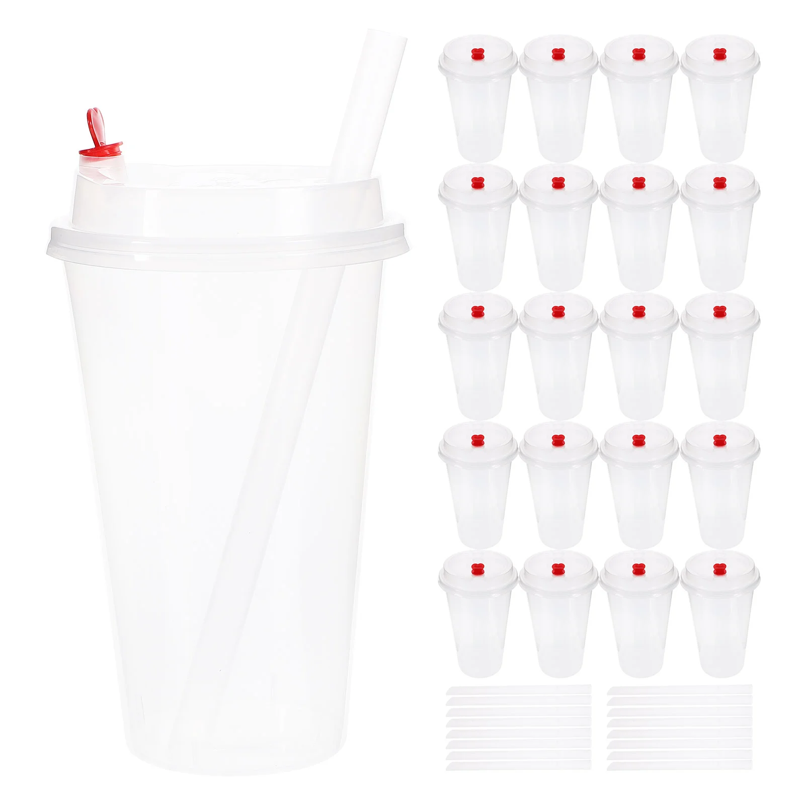 

25 pcs Drinking Cups Water Cups Coffee Cups Juice Cups Clear Plastic Cups with Lids