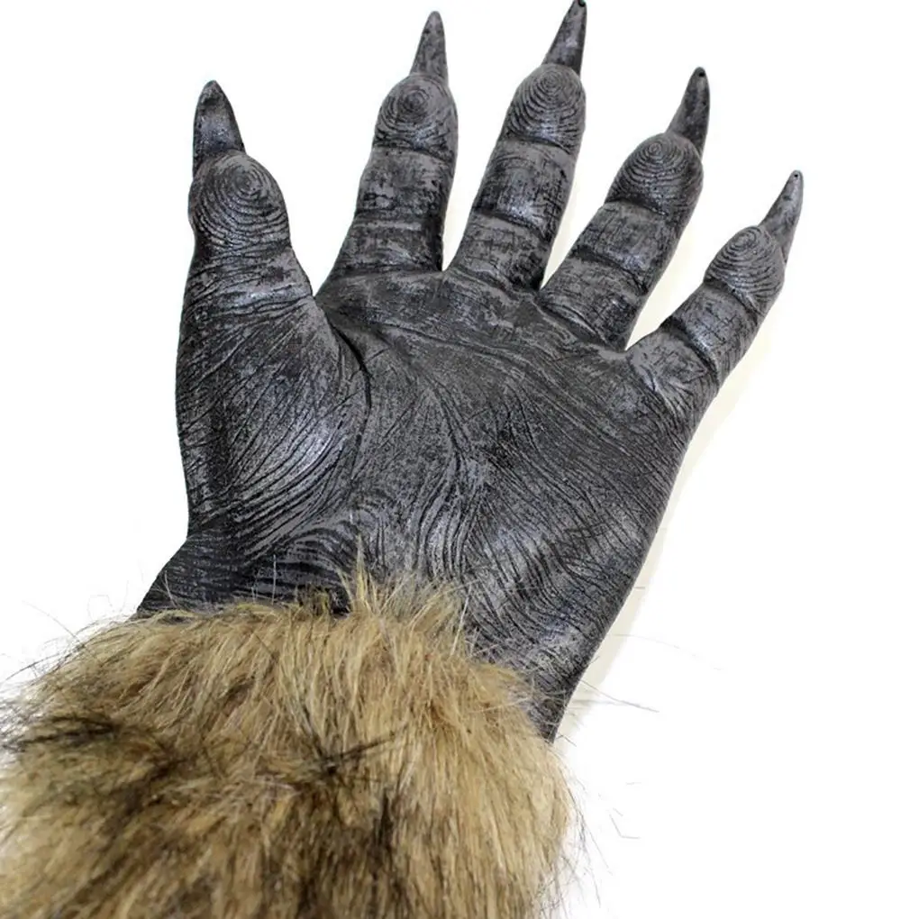 

Halloween Werewolf Gloves Latex Plush Fancy Dress Party Bar Horror Atmosphere Scary Props Cosplay Costume Decoration Accessories