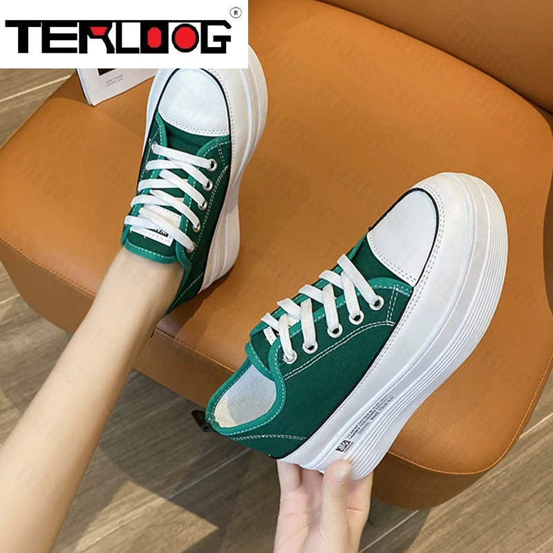 

Кеды женские на платформе, Вулканизированная плоская подошва, кроссовки, повседневная спортивная обувь, на шнуровке, удобные прогулочные к...