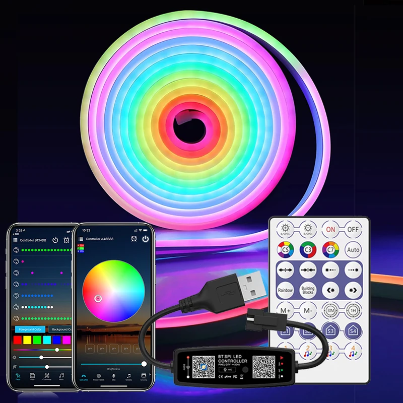 Светодиодная лента RGBIC 3030 WS2812b с управлением через приложение и поддержкой Bluetooth