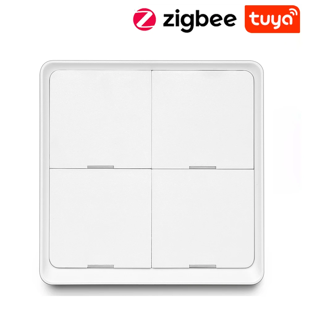 

Tuya Smart ZigBee Smart Switch 4 Gang Scenario 12 Scene Switch Push Button Controller Support deCONZ Zigbee2mqtt Home Assistant