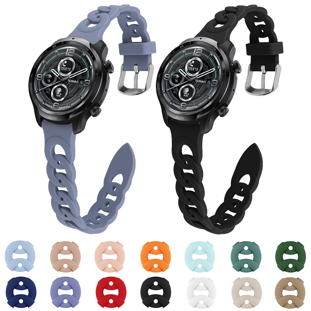 

Ремешок силиконовый спортивный для TicWatch Band Pro 3 Ultra GPS /GTX/S2/E2/E3/GTH, сменный мягкий тонкий браслет для наручных часов, 20 мм 22 мм