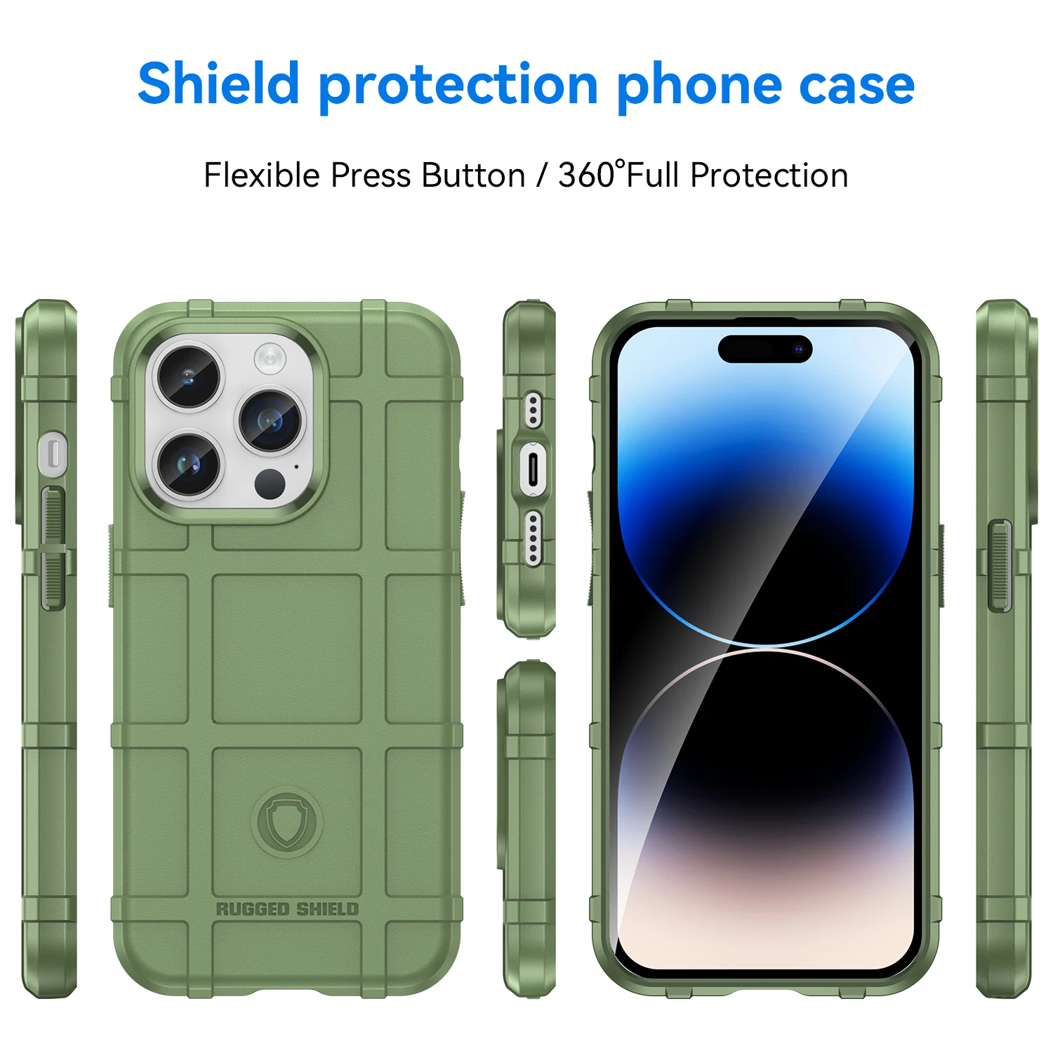 Green Rugged Shield Shockproof Armor Case For iPhone 14 Pro Max Protection Case Back Cover