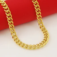 classic jewelry men necklace 24k yellow gold filled necklace top quality 10mm 50cm curb cuban necklaces for male