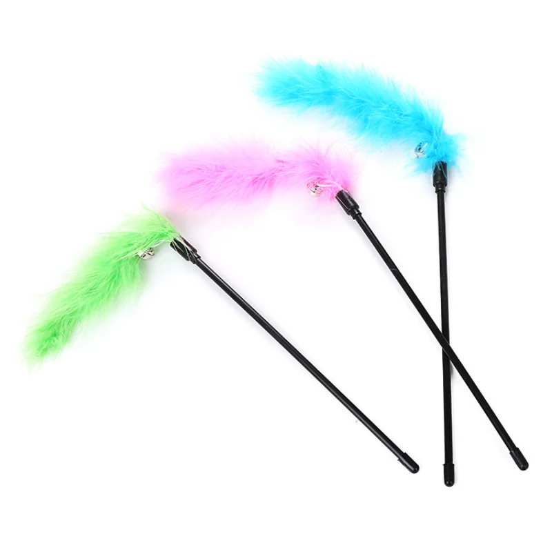 

Random Color Funny Cat Stick Toys Colorful Turkey Feathers Tease Cat Stick Interactive Pet Toys For Cat Playing Toy Pet Supplies