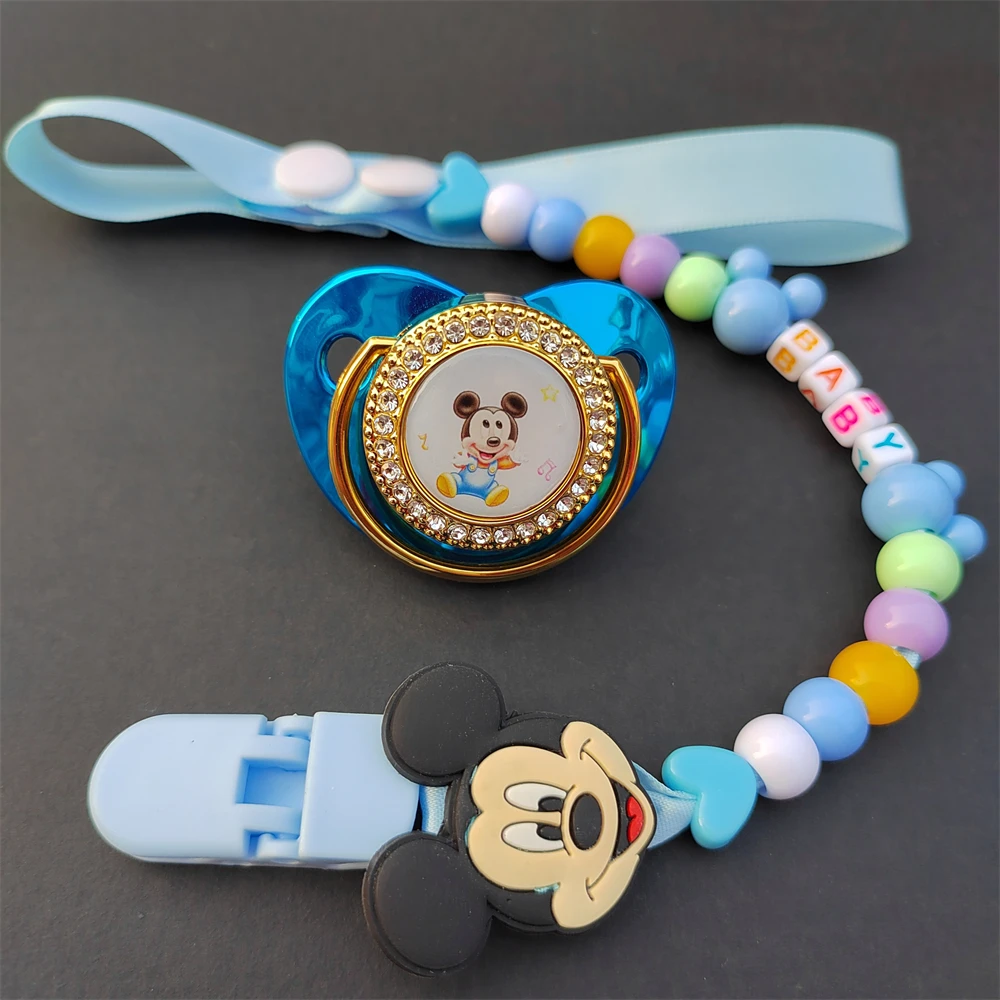 

Disney Baby Pacifier Personalized Chain Clip Shiny rhinester newborn Soothing bisphenol a silicone free prosthetic nipple chupet
