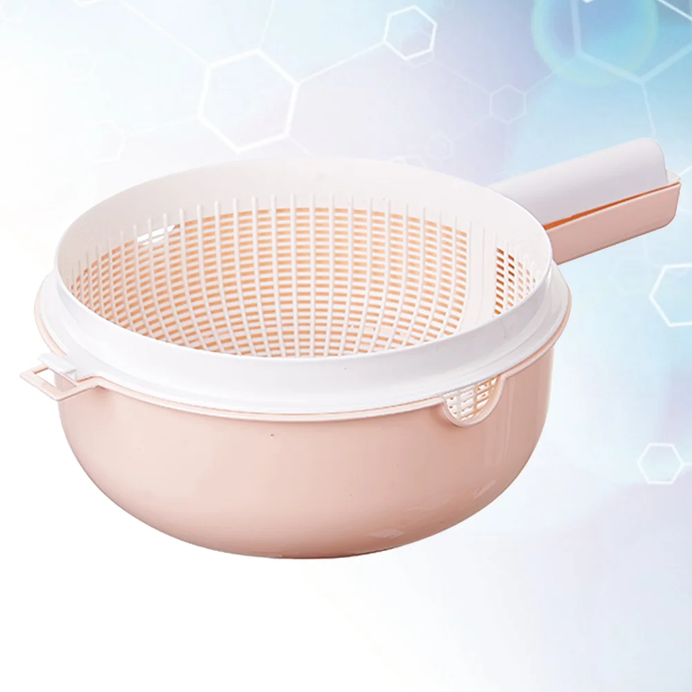 

2 Pcs double Layers Portable Rice Washing Filter Basket Fruit Vegetable Drying Basket Wash Colanders Kitchen Utensils with