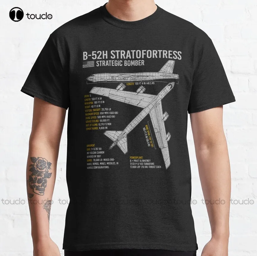 

B-52 Stratofortress Bomber Aircraft Plane Airplane Blueprint Classic T-Shirt Graphic Tshirt Fashion Tshirt Summer Xs-5Xl Unisex