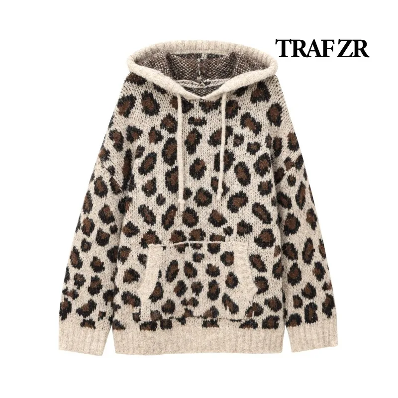 Вязаная толстовка с капюшоном TRAF ZR Y2k винтажный топ свободные толстовки модные