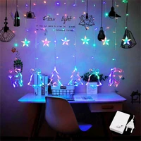 led deer star moon curtain light 220v christmas colorful led fairy string lights outdoor for home wedding party new year decor