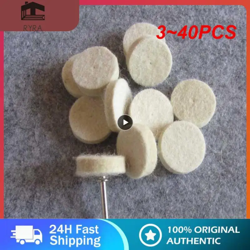 

3~40PCS Wool Felt Polishing Buffing Round Wheel Grinding Pad 3mm Shank For Dremel Rotary Tool Accessories