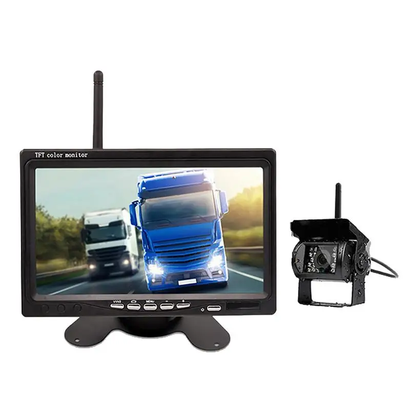 

7 Inch Wireless Car Monitor Screen Durable Car Reversing Camera Kit 18 Infrare Lights Night Vision Reverse Vehicle Reversing