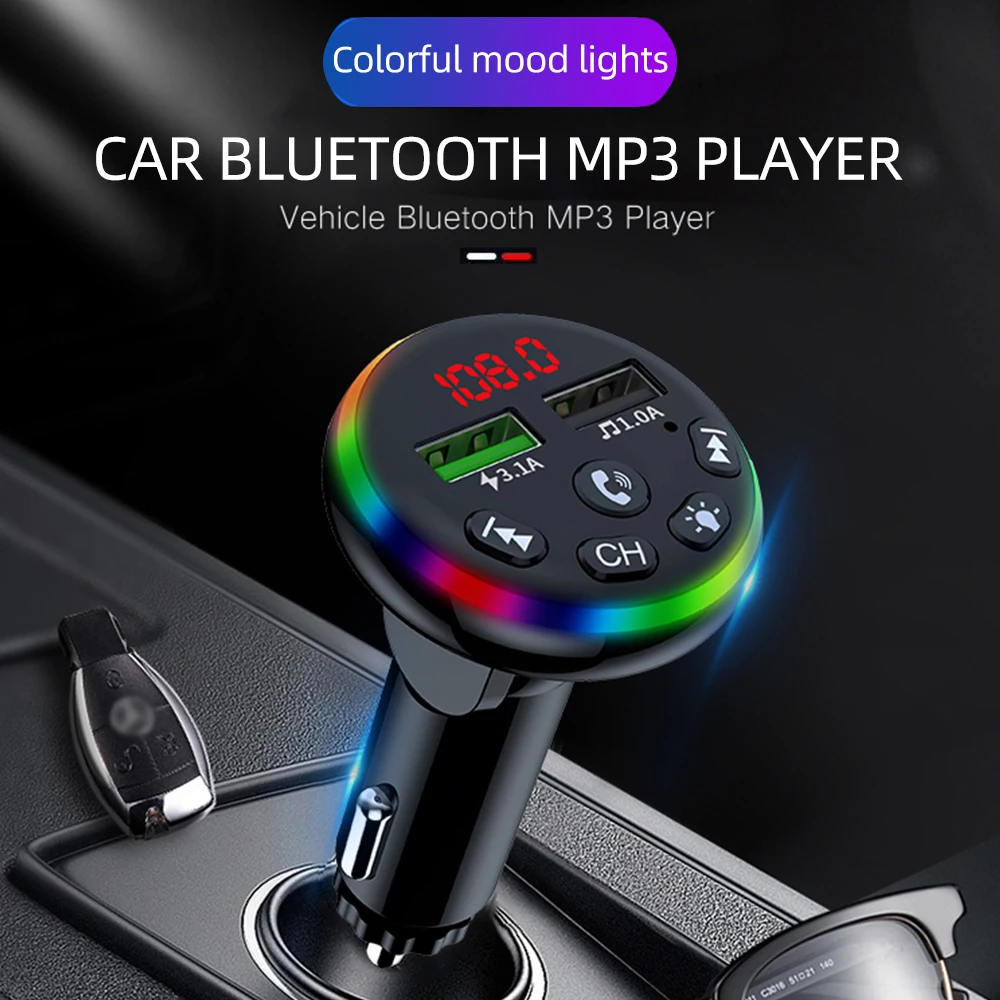 

DC5V 3.1A Car FM Transmitter Bluetooth 5.0 Car MP3 Player Phone Charger Wireless Handsfree Music Player Support 32G TF/U-Stick