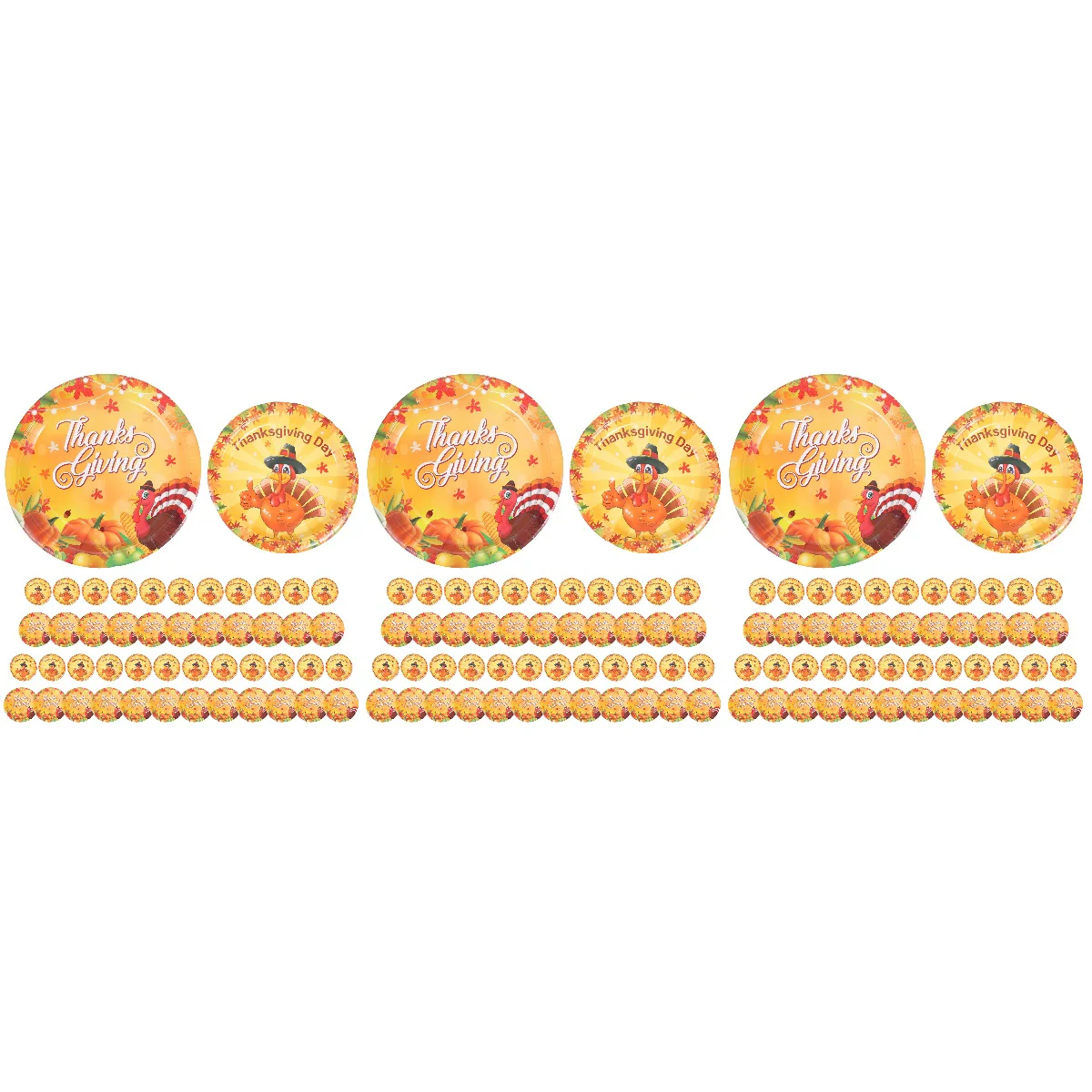 

144 Party Thanks Giving Paper Turkey Pattern Party Tableware