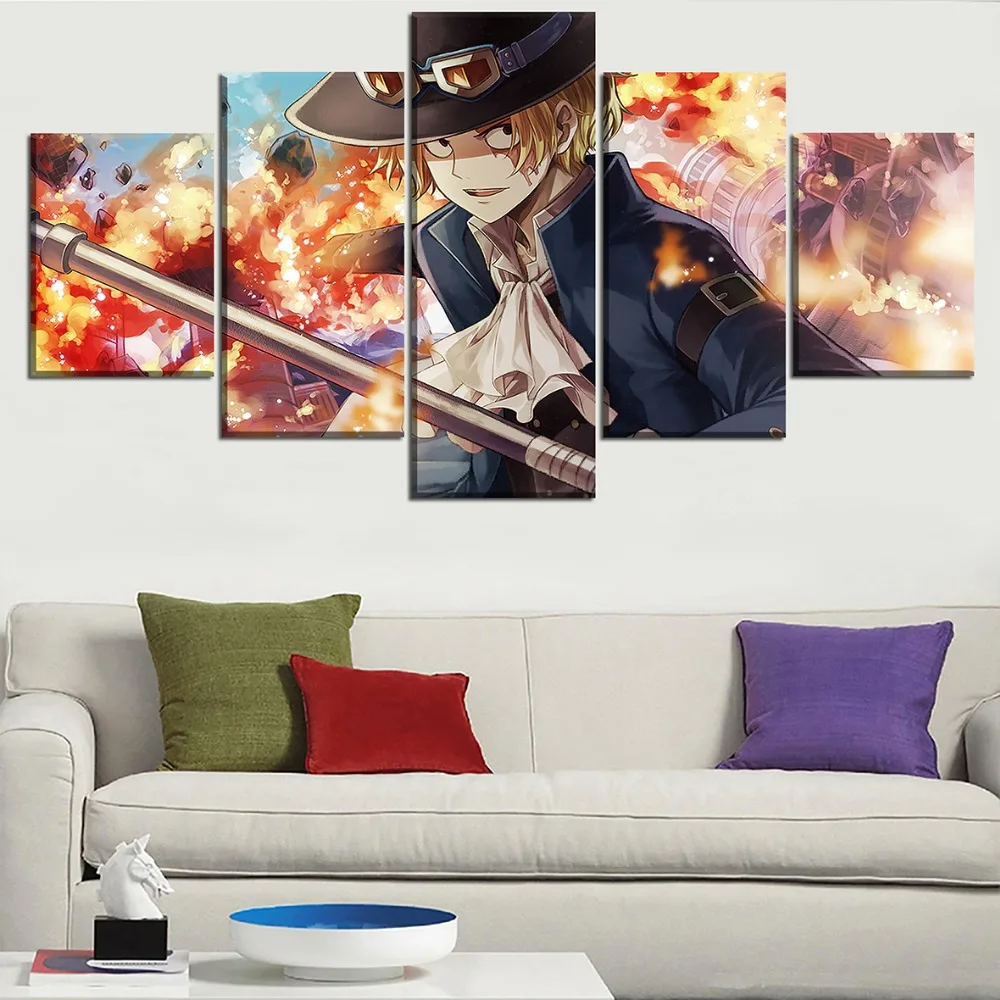 

Modular Sabo Pirate Pictures 5 Pieces Warriors Top-Rated Anime Printing Canvas Wall Art HD One Piece Poster Home Decor Modern
