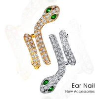 shiny inlaid cz zircon snake for earrings ladies luxury metal stud earrings piercing ear clips party fashion aesthetic jewelry