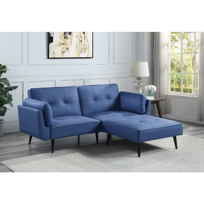 

ACME Nafisa Adjustable Sofa & Ottoman\ Blue Fabric LV00823 Blue Fabric [US Stock]