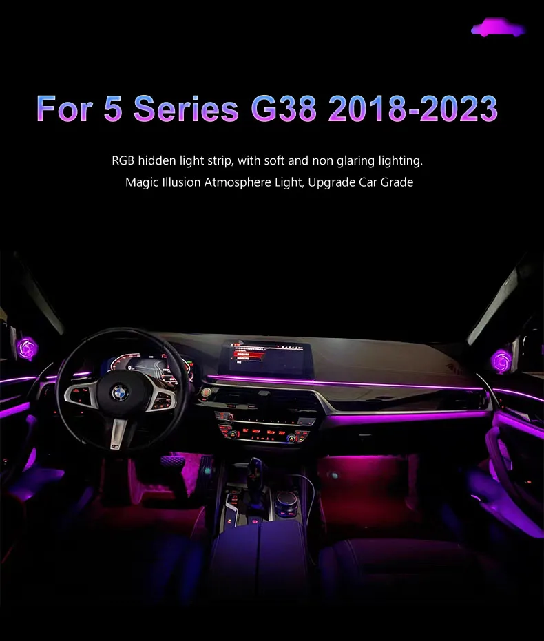 Фото Ouchuangbo светодиодный окружающий свет для 5 серии G38 G30 2018-2023 атмосферная лампа комплект окружающей подсветки Interio экологический №2
